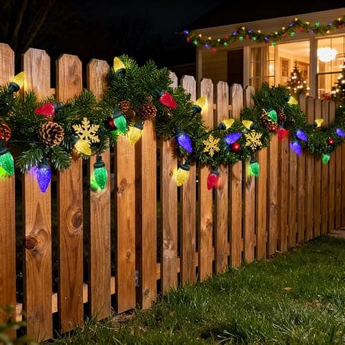Ucutely C9 LED Christmas Lights Outdoor,33 Feet 50 LED 8 Lighting Modes Waterproof Connectable Christmas String Lights for Outside Roofline Patio Home Xmas Decorations (Multicolored) view 5