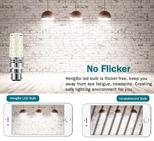 HengBo LED LED Bayonet Bulbs, 12W B22 Corn Bulb Equivalent 100W Halogen B22 Bayonet Cap Bulb, 1200Lm, 6000K Daylight White 4-Pack view 3