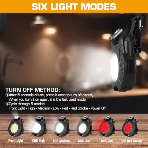 EverBrite Mini Hat Clip Light, Rechargeable Magnetic Keychain Work Light with Sensor Mode, 180° Rotatable Bracket, Bottle Opener, Clip Design - for Hiking, Camping, 6 Modes, Black view 3