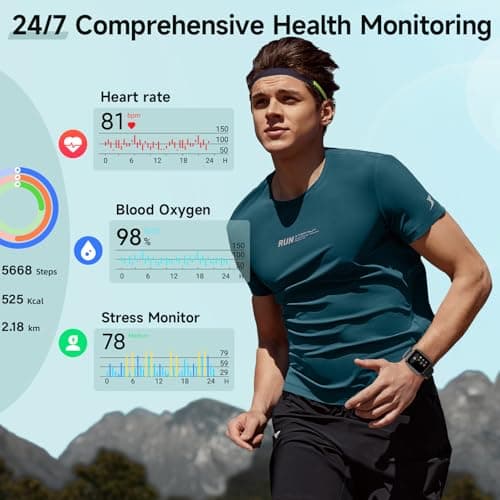 Smart Watch for Men Women, 1.8" Fitness Tracker for Android & iPhone, Answer/Make Calls, Alexa Built-in, Heart Rate/Sleep/SpO2 Monitor Smartwatch, IP68 Waterproof Watches 101+ Sport Modes, 2 Bands view 3