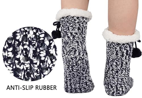 BenSorts Women Non Slip Winter Thick Slipper Socks with Grippers Warm Fuzzy Socks Christmas Gifts view 2