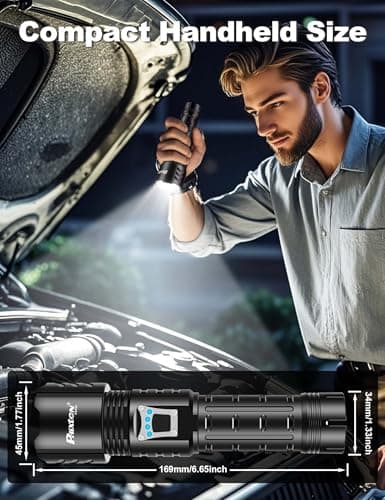 PHIXTON Rechargeable Flashlights High Lumens 10000 Super Bright Long Range 3280FT, Long Lasting 15H Powerful USB C LED Strong Flash Light High Powered, Heavy Duty, Zoomable, for Home Camping Gift view 6
