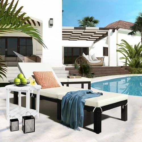 GARDENSTAR Adirondack Round Outdoor Side Table 2-Tier Storage Patio Side Table, HDPE End Tables for Backyard Pool Porch Garden Lawn (White) view 6