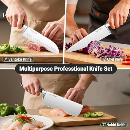 4 Pieces Knife Block Set With Magnetic Knife Block Holder, Ultra-Sharp Japanese Kitchen Knife Set, High-carbon Steel Chef Knife Sets With Full Tang Handle Design view 5