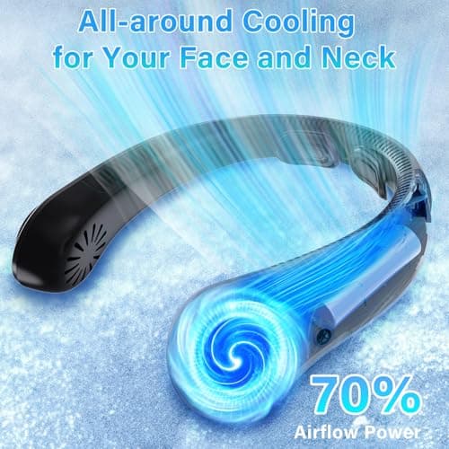 Portable Neck Fan Rechargeable, 5 Speeds, Lightweight, Long Lasting, Battery Operated All-Around Cooling Quiet Personal Fans for Travel Camping Cooling Essentials, Birthday Gifts for Women Men Mom Dad view 5