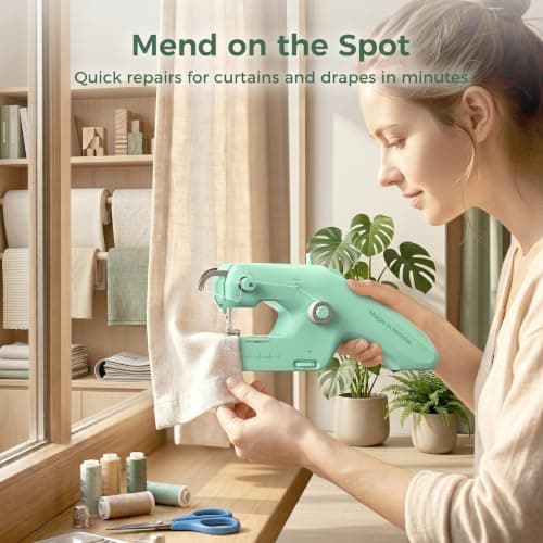 Vaspow Portable Mini Handheld Sewing Machine for Beginners for Mending, DIY | Double Thread Lockstitch, Battery Operated, Compact Handheld Design, Great for Beginners & Adults, Quick Mending view 4