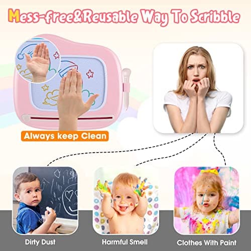 Magnetic Drawing Board for Kids, Toddler Toys for 1-2 Year Old Girl, Portable Doodle Board Pad Learning and Educational Toys for Ages 1 2 3 Year Old Baby Girl Birthday Gift（Pink） view 4
