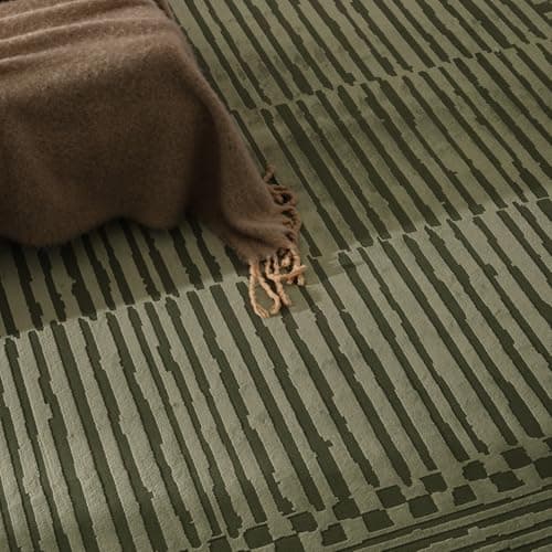 Revival Rugs Soloba 7'10"x10' Washable Area Rug for Living Room Bedroom - 100% Recycled Oeko-TEX Certified, Medium Pile, Green view 5