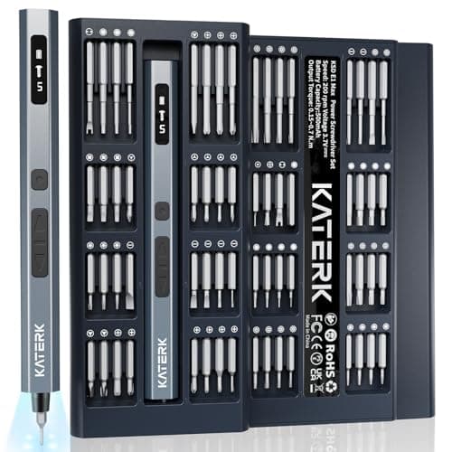 KATERK Electric Screwdriver, 64-in-1 Mini Precision Screwdriver Cordless with 5 Torque Levels, Max 0.75N.m, 500mAh Battery, Small Power Screwdriver Repair Tool Kit for 3D Printer, Laptop, Phone, Watch view 1