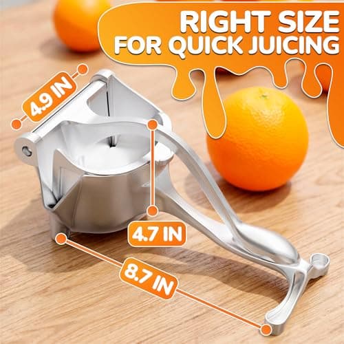 Hand Juicer Squeezer - Aluminum Manual Juicer Hand Press with Ergonomic Handle, 20 Oz Large Capacity Lemon Squeezer for Pomegranate, Orange, Lime & Citrus Fruits with Direct Pour Spout, Hand Wash Only view 2