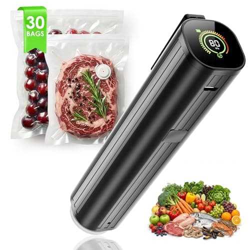 Elxis Vacuum Sealer, Portable handheld Vacuum Sealer + 30 Reusable Vacuum Bags, Portable Food Sealer, With LED pressure display, 2-Speed Pressure Control (60/80 Kpa) — image 1