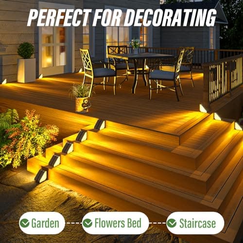 JSOT Solar Step Stair Lights Outdoor Waterproof for Yard Lighting Decor, 16 Pack Solar Powered Deck Fence Lights Outside, Solar Garden Light for Backyard, Front Porch Step, Balcony, Wall, Patio view 2