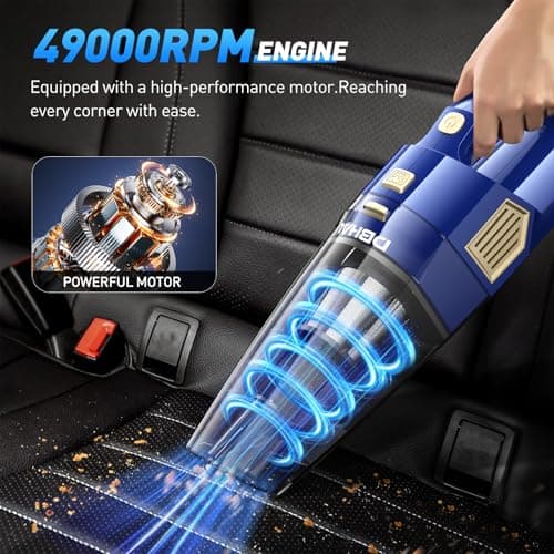 DBHAL Handheld Vacuum Cordless, 15000PA Powerful Suction Car Vacuum Cleaner Lightweight with Multi Accessories, Hand held Vacuum Cleaner Dust Busters Cordless Rechargeable for Car Home view 4