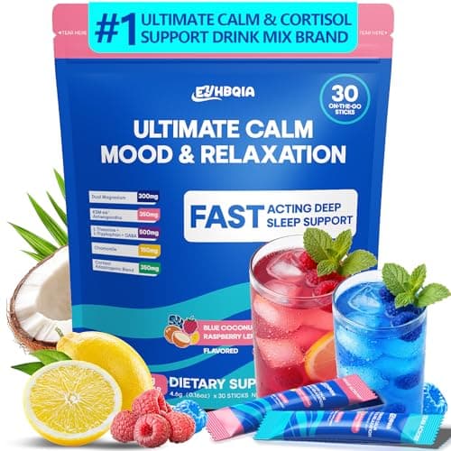 EYHBQIA Ultimate Calm Super Cortisol Reducer Supplement Drink - Sleep Aid, Magnesium Glycinate Powder, Ashwagandha, L Theanine, Holy Basil, Vitamin D3