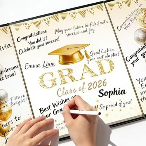 Black and Gold Graduation Party Decorations Class of 2026 - Extra Large 22" x 14" Graduation Guest Book to Sign Signature Board for Graduation Gifts Congrats Grad Party Favors Supplies Decor Keepsake view 6