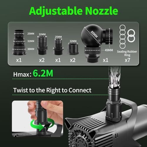 2906 GPH Submersible Water Pump, 170W Pond Pump with Adjustable Water Outlet Water Fountain Pump, Aquarium Water Pump with 20.3FT Lift Height for Pond Waterfall Fish Tank Hydroponic Pond Pumps view 3
