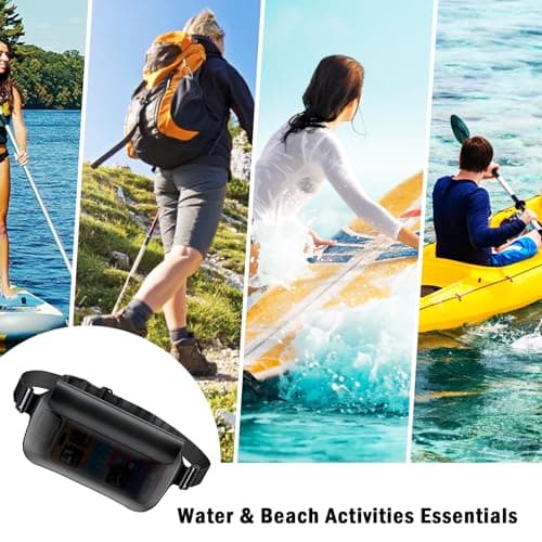 UOEPOWA Waterproof Waist Bag, Passport Wallet Tote, IPX8 Waterproof Rating, Underwater-Use Phone Pouch, TUP Dry Bag, Ideal for Diving, Swimming, Kayaking (2-Pack Set in Black) view 5