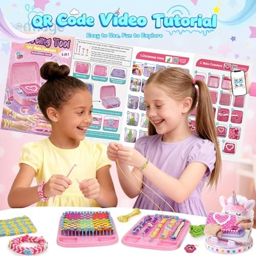 Nicella 6-in-1 Friendship Bracelet Making Kit Toys, Weaving Loom Craft for Kids, 500+ Pcs DIY Kits for Bracelets, Potholders, Pendants, Bags, Hats & Scarves view 6