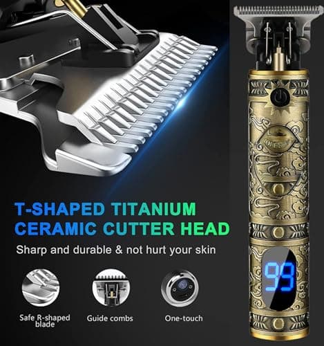 Ofmeow Beard Trimmer for Men Cordless Hair Clippers with LCD Display Professional Gooming Set Haircut Trimmers Rechargeable Shaver Gift for Kid Boyfriend Boy Family view 2