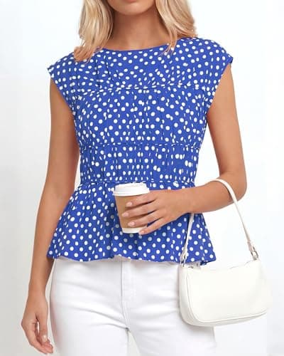 BTFBM Casual Short Sleeve Shirts Summer 2026 Going Out Tops for Women Trendy Polka Dots Work Blouses Tunics view 4