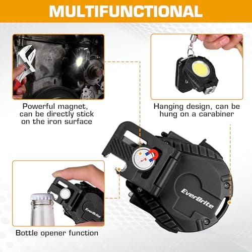 EverBrite Mini Hat Clip Light, Rechargeable Magnetic Keychain Work Light with Sensor Mode, 180° Rotatable Bracket, Bottle Opener, Clip Design - for Hiking, Camping, 6 Modes, Black view 4
