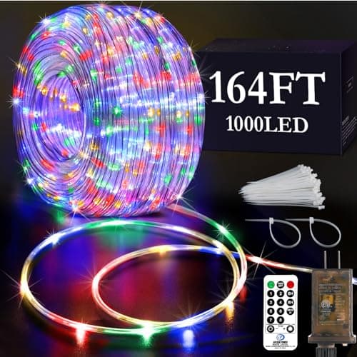 KNONEW 164FT 1000LED Rope Lights for Outside,Outdoor String Lights Waterproof 8 Modes Clear Tube Light for Indoor,Bedroom,Wedding,Garden,Patio,Christmas,Tree,Rv,Holiday Decoration(Multicolor) view 1