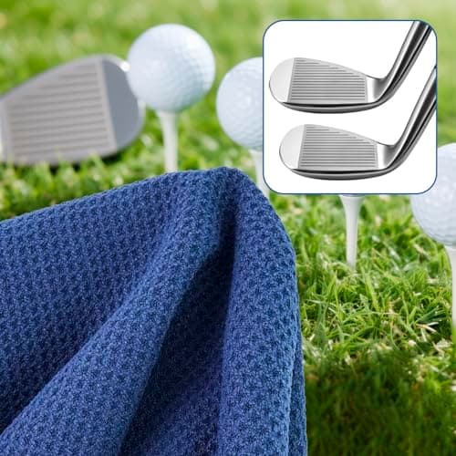 Yaozoon 3 Pack Golf Towels Rag with Carabiner Clip for Golf Bags Men Women,Microfiber Waffle Pattern Golf Club Cleaning Towel(16X16 inch)(S) view 6