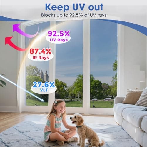 One Way Privacy Window Film,Sun Blocking Window Film with 3 Tools, Heat & UV Blocking Window Tint Film for Home, Easy Install DIY Office Window Covering See Out Not in (17.5 x 78.7 Inch,Silver) view 4