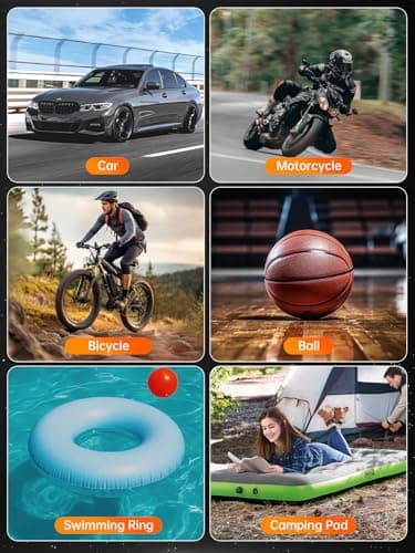 Tire Inflator Portable Air Compressor, 22 Cylinder 6X Faster Tire Pump 150 PSI Air Pump for Car, Motorcycle, Bicycle, Ball - Cordless & 12V DC view 7