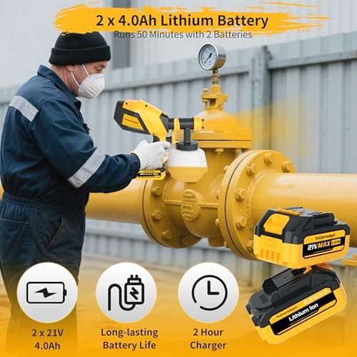 Cordless Paint Sprayer, 21V 2×4.0Ah Batteries, 1200ML High-Power Electric Spray Gun with 5 Nozzles & 3 Patterns, Adjustable Spray Width, Easy-to-Clean Sprayer for Furniture, Cabinets & Walls view 2