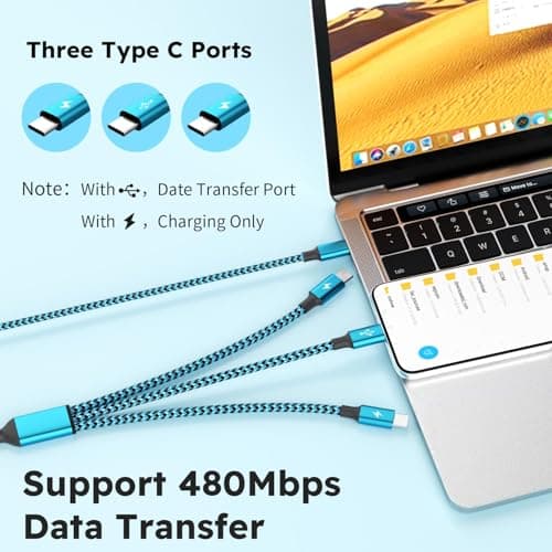 USBC Charger Cable, USB A/C to USB C Multi Charging Cable, Charger Cord Type C [2Pack 5Ft], 3 in 1 Multi Charger Cord, USB C Cable with 3 Type-C Connectors for iPhone 17/16/15, Galaxy S24/23, iPad view 5