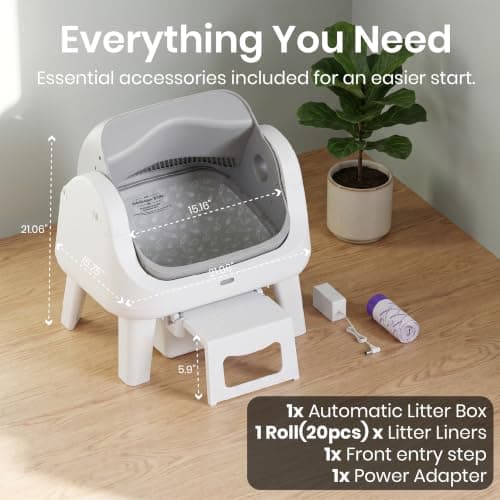 Automatic Cat Litter Box, Self Cleaning Litter Box, Open Top, 3 Buttons | Open-top design with 3-button control for simple operation view 4