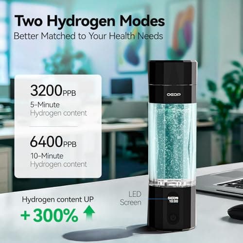 OEOP Upgrade Hydrogen Water Bottle - 6400PPB Hydrogen Water Generator, SPE/PEM Certified, 7oz Portable Hydro Water Machine, Perfect for Gym/Travel/Office & Gifts for Friends/Family view 2
