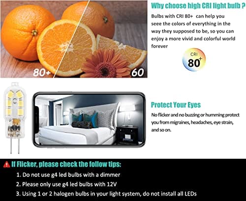 Amazing power G4 LED Bulb, 12V Bi Pin 20W Halogen Bulb Replacement, NOT Dimmable,Daylight White 6000K, 5-Pack view 5