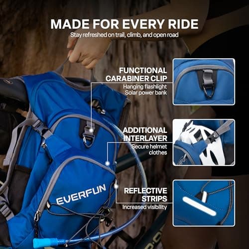 Everfun Hydration Backpack 18L with Water Bladder 2L/3L Hiking Water Backpack Women Men Hydration Pack Insulated Lightweight Day Hydropack with Storage for Hiking, Biking, Running, Festival view 4