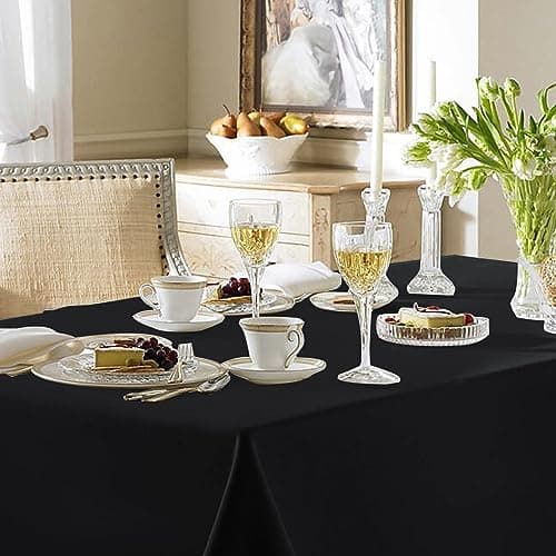 Fitable Black Tableclothes for Rectangle Tables, 6 Pack - 90 x 132 Inch - Reusable and Elegant Tablecloths, Polyester Fabric Table Covers for Wedding, Party, Banquet, Formal Events view 2