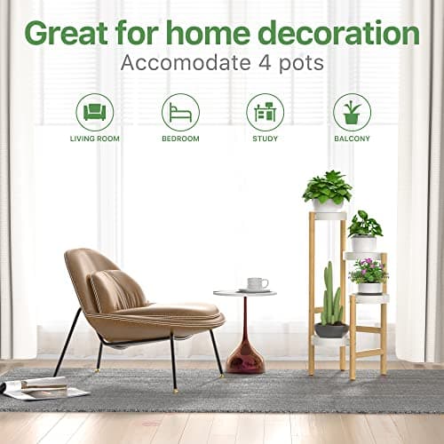 Wisuce Bamboo Plant Stands Indoor, 4 Tier Tall Corner Plant Stand Holder & Plant Display Rack for Outdoor Garden Indoor Home (4 Tier -2) view 5