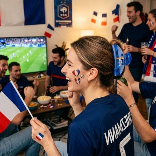 ANFONG World Cup Merch Gifts Set: Midnight Navy No.10 Pattern Hair Clip, World Cup Jersey Keychain & France Flag Tattoos, Soccer Fan Accessories for Women, World Cup Party Favors & Game Day Outfit view 4