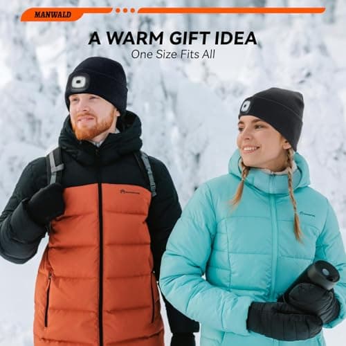 MANWALD LED Beanie Hat with Light, USB Rechargeable LED Headlamp, Gifts for Men, Mens Gifts, Birthday Gifts for Him Dad Husband, Boyfriends, Black view 5