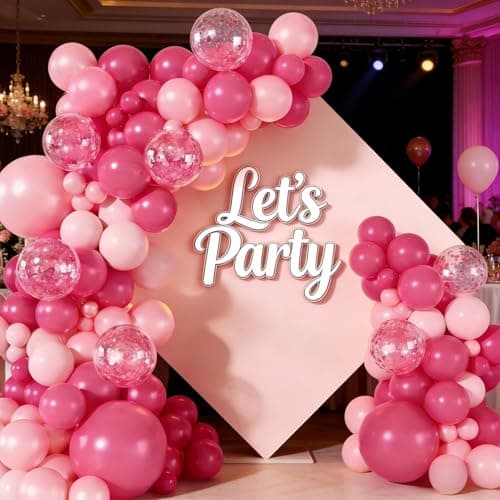 Rose Red Pink Balloon Arch Garland Kit, 143 Pcs Hot Pink Confetti Rose Red Balloons for Women Girls Valentine's Day Mother's Day Wedding Engagement Anniversary Party Decoration Supplies view 5