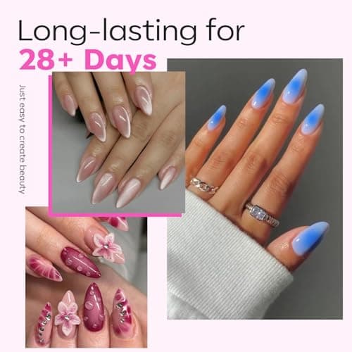 modelones Pointed Almond Nail Tips, Medium Pre-shaped Soft Gel Tips Fake Nails False Acrylic Clear Full Cover Press on Extension Gel Kit Manicure DIY at Home 216PCS 12Sizes view 2