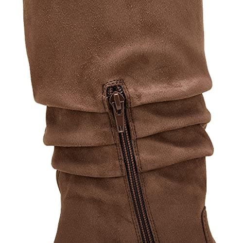 Huiyuzhi Womens Pointed Toe Mid Chunky Heel Side Zipper Knee High Boots Tall Booties view 6