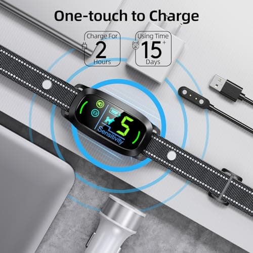 FAFAFROG Dog Bark Collar, Rechargeable Smart Collar, Anti Barking Training Collar with 5 Adjustable Sensitivity Beep Vibration, Bark Collar for Large Medium Small Dogs (Black) view 4