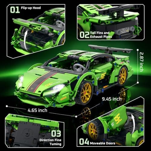 3-in-1 STEM Building Blocks Kit, RC Sports Car and Transform Robot for Kids view 6