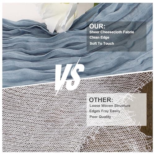 Dusty Blue Cheesecloth Table Runner 10FT Gauze Rustic Cheese Cloth Dining Table Decor Runners for Garden Party Bridal Memorial Day‌ Birthday Decorations 1Pack 35x120 Inches view 5