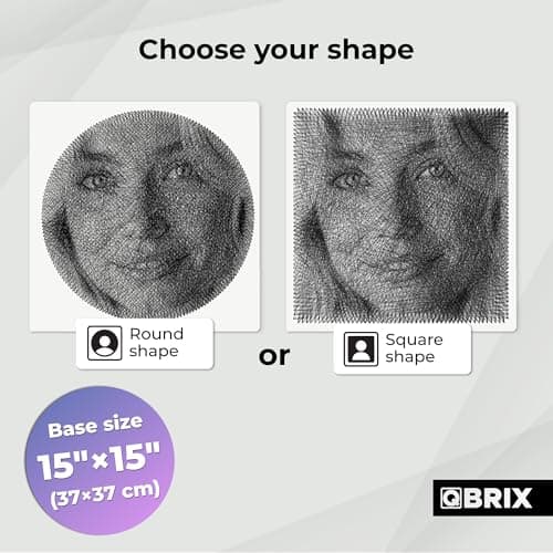 QBRIX Custom String Art Kit | DIY Craft Kit for Adults for Handmade Home Décor Creation | All-in-One Photo String Art Maker | Round or Square Portrait view 2