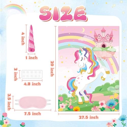 Joy Bang Pin the Horn on the Unicorn with Stickers and Eye Masks, Pin the Tail Party Games for Kids Unicorn Birthday Party Decorations Activities Crafts Toys Party Favors Gifts for Kids view 4