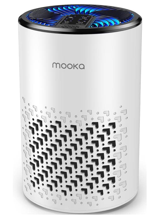 Air Purifiers for Bedroom Home, MOOKA HEPA Air Purifier for Home Pets with Fragrance Sponge for Smoke Dust Pollen Dander Odor, Small Air Cleaner with Sleep Mode Night Light Timer, KJ067L, White — image 1