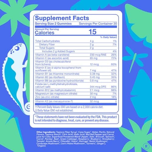 FIRST DAY Methylated Teen Multivitamin - Vitamins for Girls & Boys 12–17 with Organic Fruit & Veggie Blend, 12 Essential Nutrients (A, B Complex, C, D3, E, K2), 30 Day Supply view 3