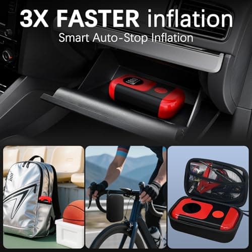 ApexNexus Tire Inflator Portable Air Compressor & Car Jump Starter, Cordless Air Pump with LED Light & Pressure Gauge for Auto,Motorcycles,Bikes,Balls. view 6